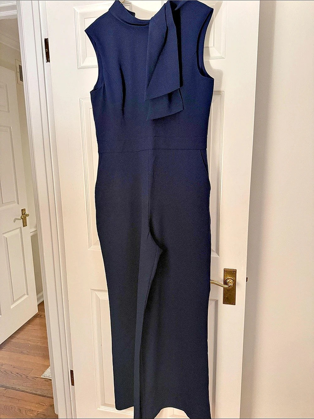 Navy Ruffle Neck Jumpsuit Like New